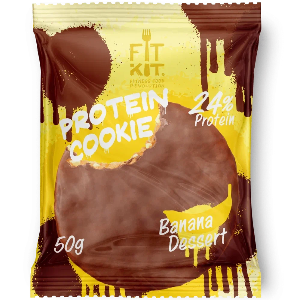 FIT KIT Десерт глазир."КУКИ" со вк.Бан.десерт 50г(Protein Chocolate Cookie Banana Dessert)