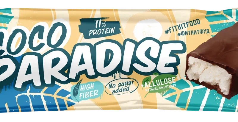 FIT KIT Батончик глазированный кокосовый 45г (Coco Paradise)