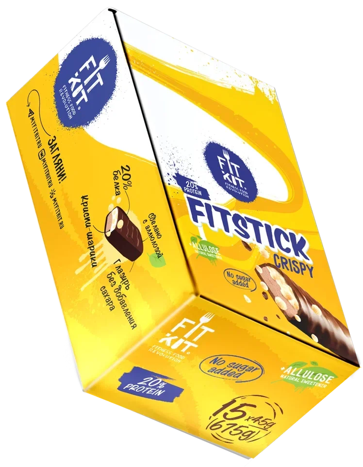 FIT KIT Батончик глазированный «ФИТСТИК» с рисовыми шариками 45г (FITSTICK)