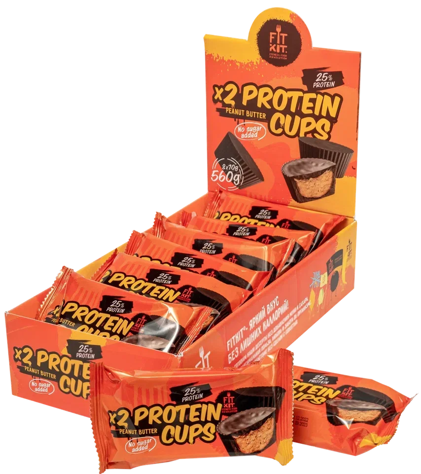FIT KIT Десерт глазир. КАПСЫ со вкусом Арахисовая паста 70г (Protein CUPS Peanut butter)