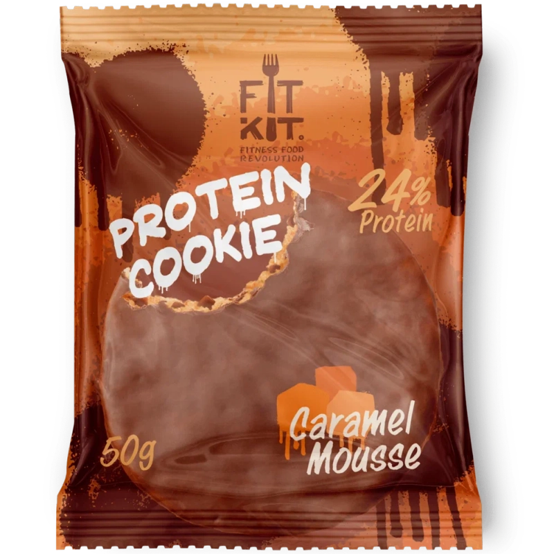 FIT KIT Десерт гл."КУКИ" со вкус.Карамел.мусс 50г(Protein Chocolate Cookie Caramel Mousse)
