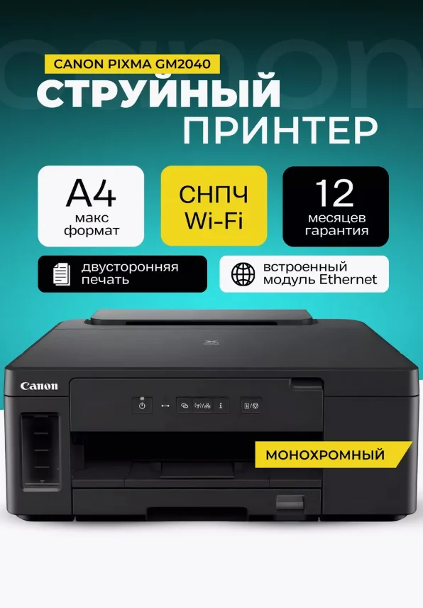 Принтер струйный монохромный Canon PIXMA GM2040 (3110C009) А4 Wi-Fi двухсторонняя печать