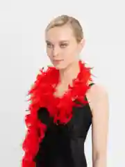 Красный боа - пух белый длина 2 метра