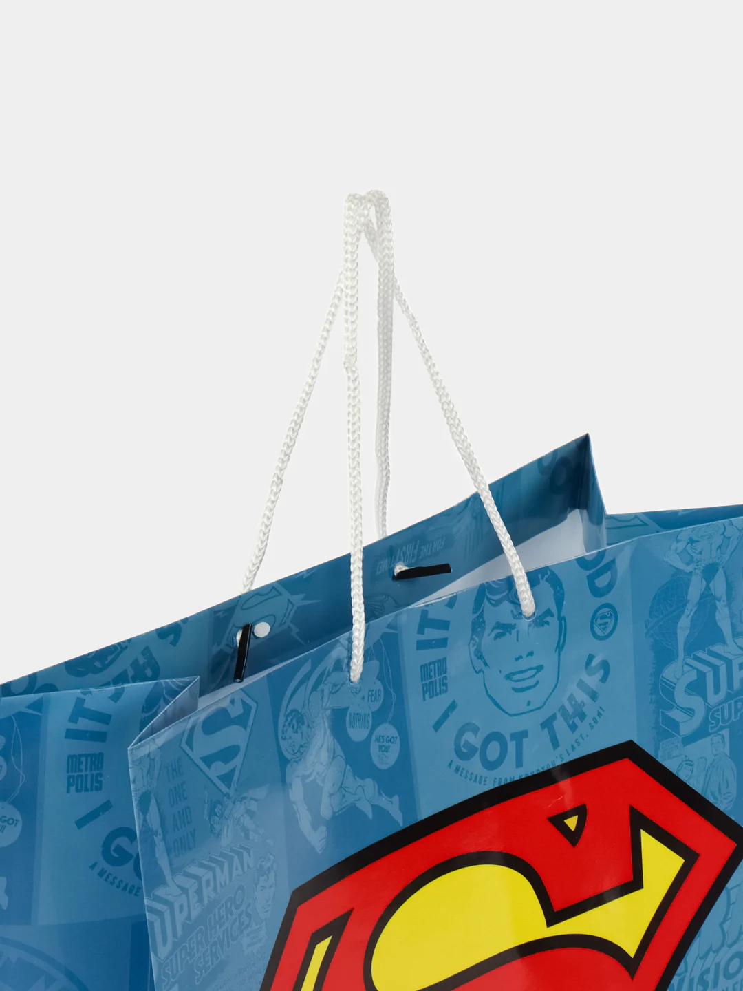 Пакет подарочный большой Superman (голубой с лого), 335*406*155 мм