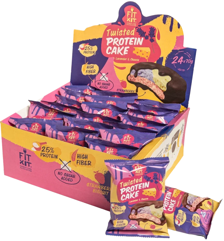 FIT KIT Дес.гл."ТВИСТЕД-КЕЙК" со вк."Лаванда-сыр"70г(Twisted Protein Cake Lavender&Cheese)