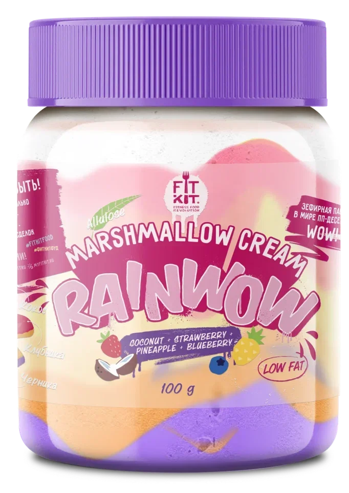FIT KIT Дес."РЕЙНВОУ" со вкусом кокос, клубн., ананас, черн.100г