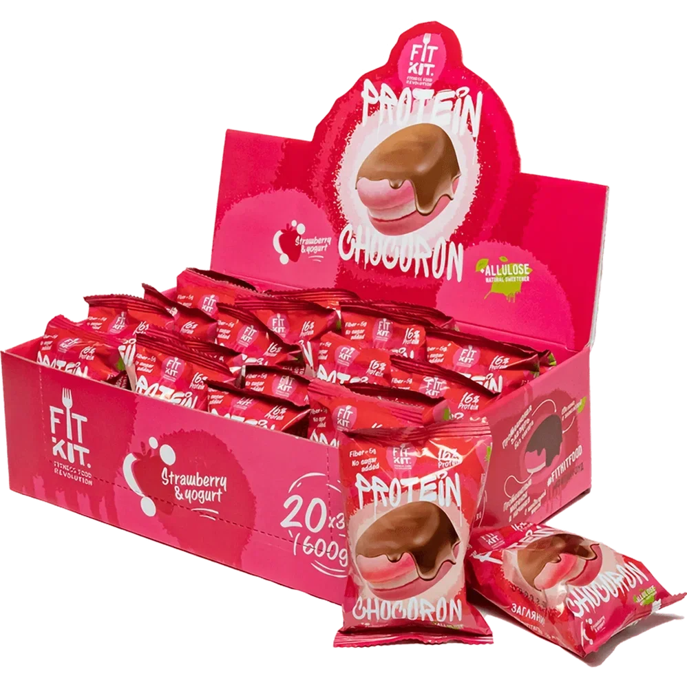 FIT KIT Десерт гл."ЧОКОРОН" со вк.Клубника-йогурт 30г (Protein Chocoron Strawberry&yogurt)