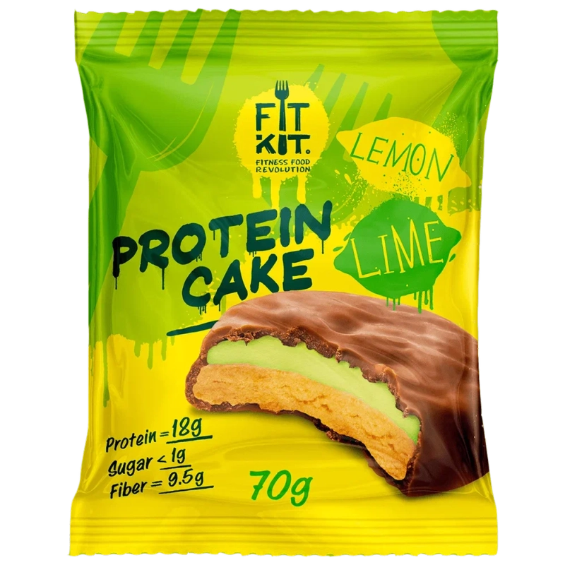 FIT KIT Десерт глазированный "КЕЙК" со вкусом Лимон-лайм 70г (Protein Cake Lemon lime)