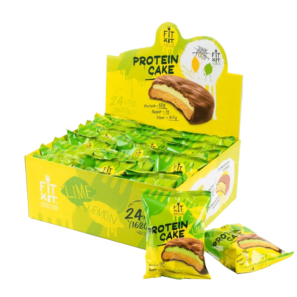 FIT KIT Десерт глазированный "КЕЙК" со вкусом Лимон-лайм 70г (Protein Cake Lemon lime)