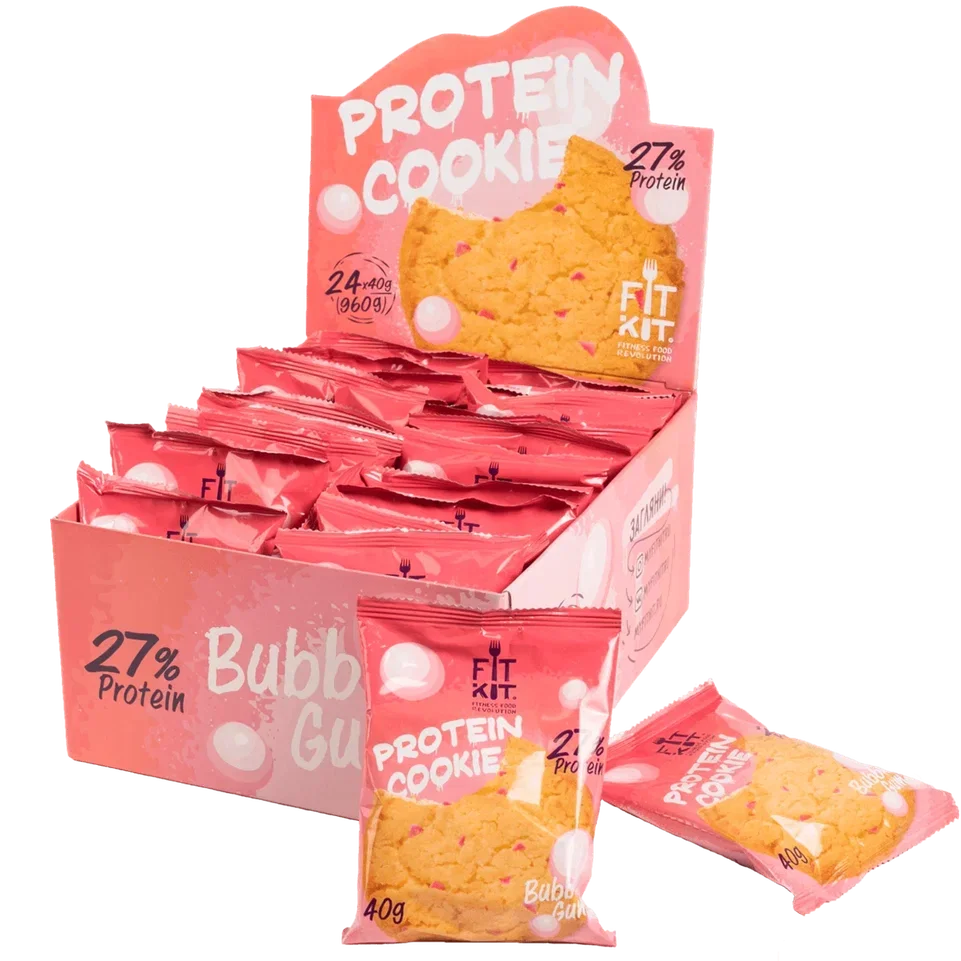 FIT KIT Десерт "КУКИ" со вкусом Бабл-гам 40г (Protein Cookie Bubble Gum)