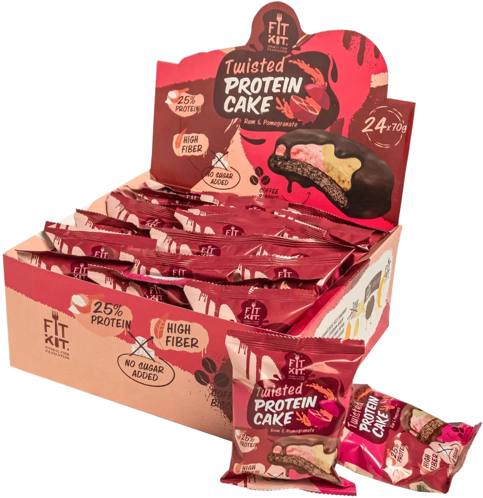FIT KIT Дес.гл."ТВИСТЕД-КЕЙК" со вк."Ром-гранат"70г (Twisted Protein Cake Rum&Pomegranate)