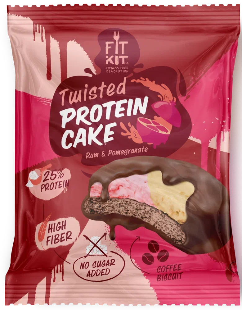 FIT KIT Дес.гл."ТВИСТЕД-КЕЙК" со вк."Ром-гранат"70г (Twisted Protein Cake Rum&Pomegranate)