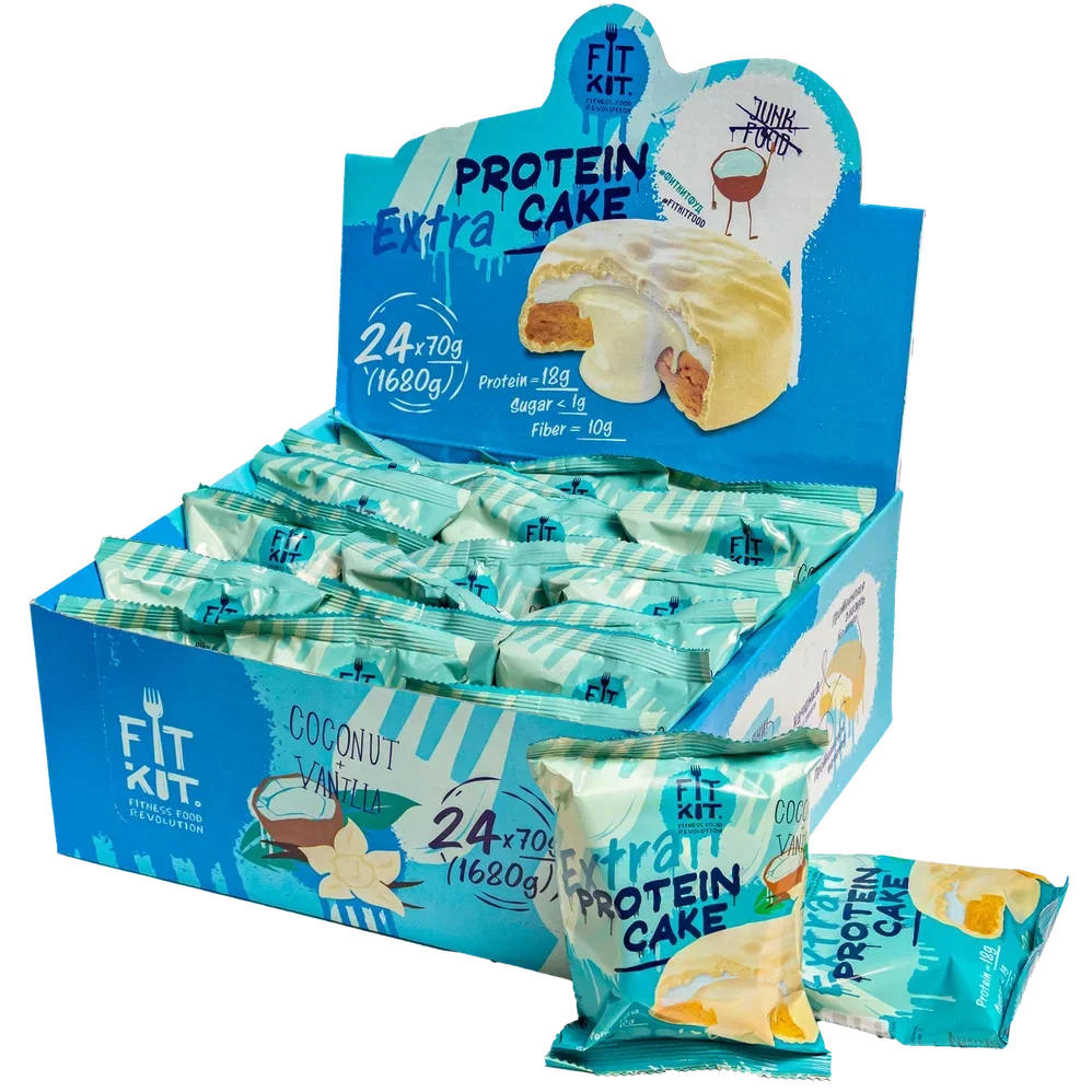 FIT KIT Десерт глаз.Кейк со вк.Кокос-ваниль 70г (Protein Cake Extra WHITE Coconut vanilla)
