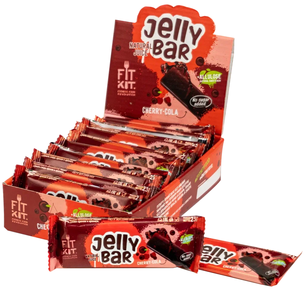 FIT KIT Десерт «Джелли» со вкусом "Вишня-кола" 23г (JELLY BAR Cherri-cola)
