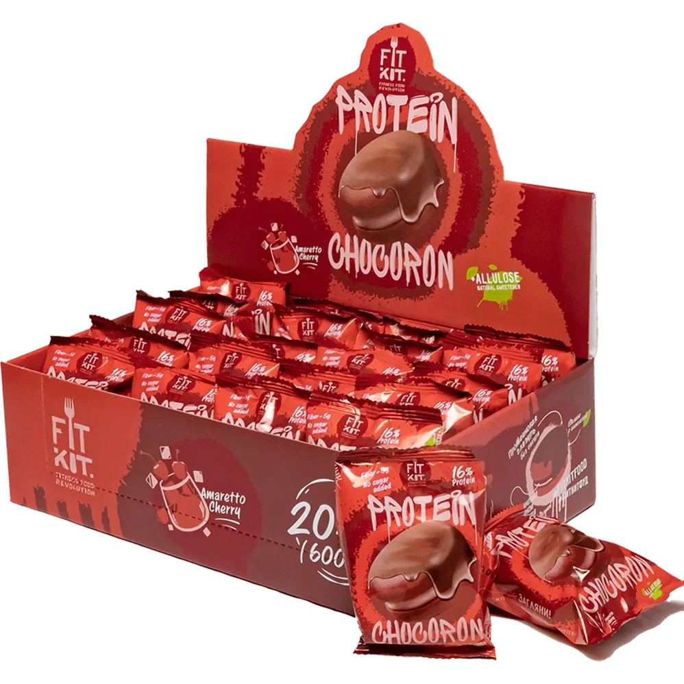 FIT KIT Десерт глаз."ЧОКОРОН" со вкус.Вишня-амаретто 30г(Protein Chocoron Amaretto cherry)