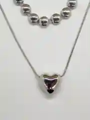 Серебряный двойная цепочка с сердечком на шею