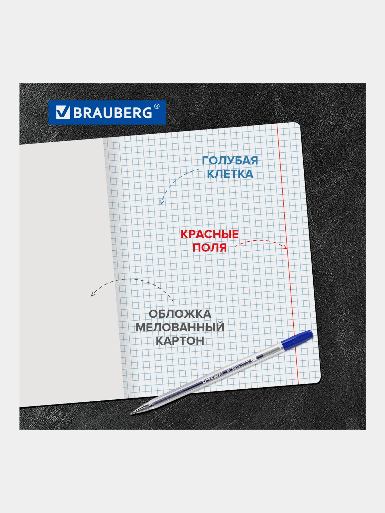 Тетрадь школьная для учебы в клетку Brauberg, 12 листов, набор 20 штук, 880048