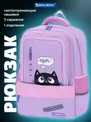 Рюкзак школьный для девочки Brauberg Star, 1 отделение, 5 карманов, Dreamy cat, 271424