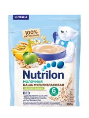 Каша молочная Nutrilon мультизлаковая, с яблоком и бананом, с 6 месяцев, 200г