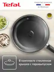 Черный cковорода с крышкой 24 см Tefal Easy Plus 04237924