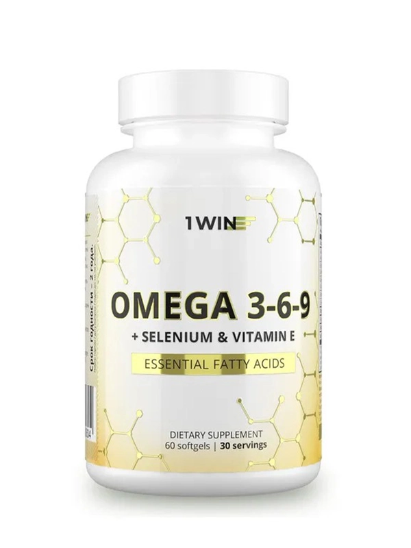 1WIN Omega 3-6-9 с селеном и витамином Е, 60 капсул, бад
