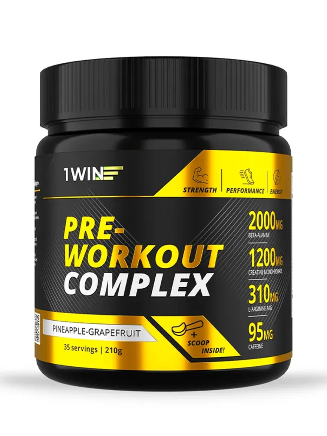 1WIN Предтрен Pre-workout, Ананас- Грейпфрут/Энергетик, 35 порций, спп