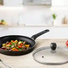 Черный cковорода с крышкой 24 см Tefal Easy Plus 04237924