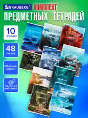 Предметные тетради 48 л набор A5 в клетку и линейку 10 штук, Brauberg Природа