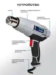 Фен строительный  ELECTROLITE Ф 2300(400/600 С 300/500 л/мин, резиновая рукоять,С НАБОРОМ)
