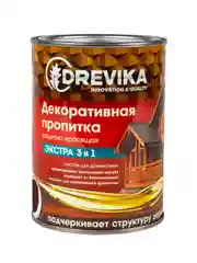Декоративная пропитка для дерева Drevika Экстра 3 в 1, полуматовая, 0,8 л, тик