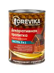 Декоративная пропитка для дерева Drevika Экстра 3 в 1, полуматовая, 0,8 л, дуб