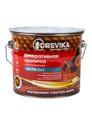 Декоративная пропитка для дерева Drevika Экстра 3 в 1, полуматовая, 3 л, дуб