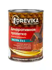 Декоративная пропитка для дерева Drevika Экстра 3 в 1, полуматовая, 0,8 л, белая