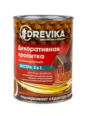 Декоративная пропитка для дерева Drevika Экстра 3 в 1, полуматовая, 0,8 л, груша