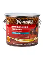 Декоративная пропитка для дерева Drevika Экстра 3 в 1, полуматовая, 3 л, калужница