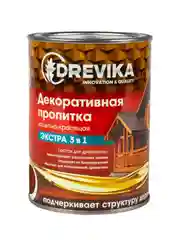 Декоративная пропитка для дерева Drevika Экстра 3 в 1, полуматовая, 0,8 л, красное дерево