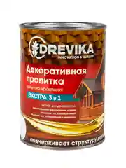 Декоративная пропитка для дерева Drevika Экстра 3 в 1, полуматовая, 0,8 л, бесцветная