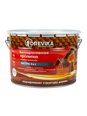 Декоративная пропитка для дерева Drevika Экстра 3 в 1, полуматовая, 9 л, бесцветная