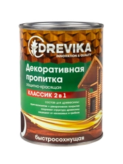 Декоративная пропитка для дерева Drevika Классик 2 в 1, полуматовая, 0,75 л, орех