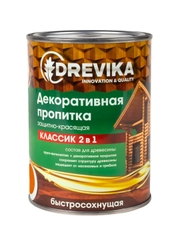 Декоративная пропитка для дерева Drevika Классик 2 в 1, полуматовая, 0,75 л, рябина