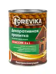 Декоративная пропитка для дерева Drevika Классик 2 в 1, полуматовая, 0,75 л, рябина