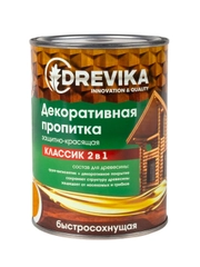Декоративная пропитка для дерева Drevika Классик 2 в 1, полуматовая, 0,75 л, сосна