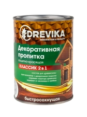 Декоративная пропитка для дерева Drevika Классик 2 в 1, полуматовая, 0,75 л, бесцветная