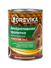 Декоративная пропитка для дерева Drevika Классик 2 в 1, полуматовая, 0,75 л, каштан