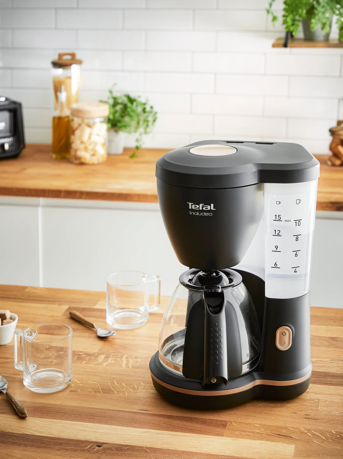 Черный капельная кофеварка Tefal Includeo CM533811 1,25 л