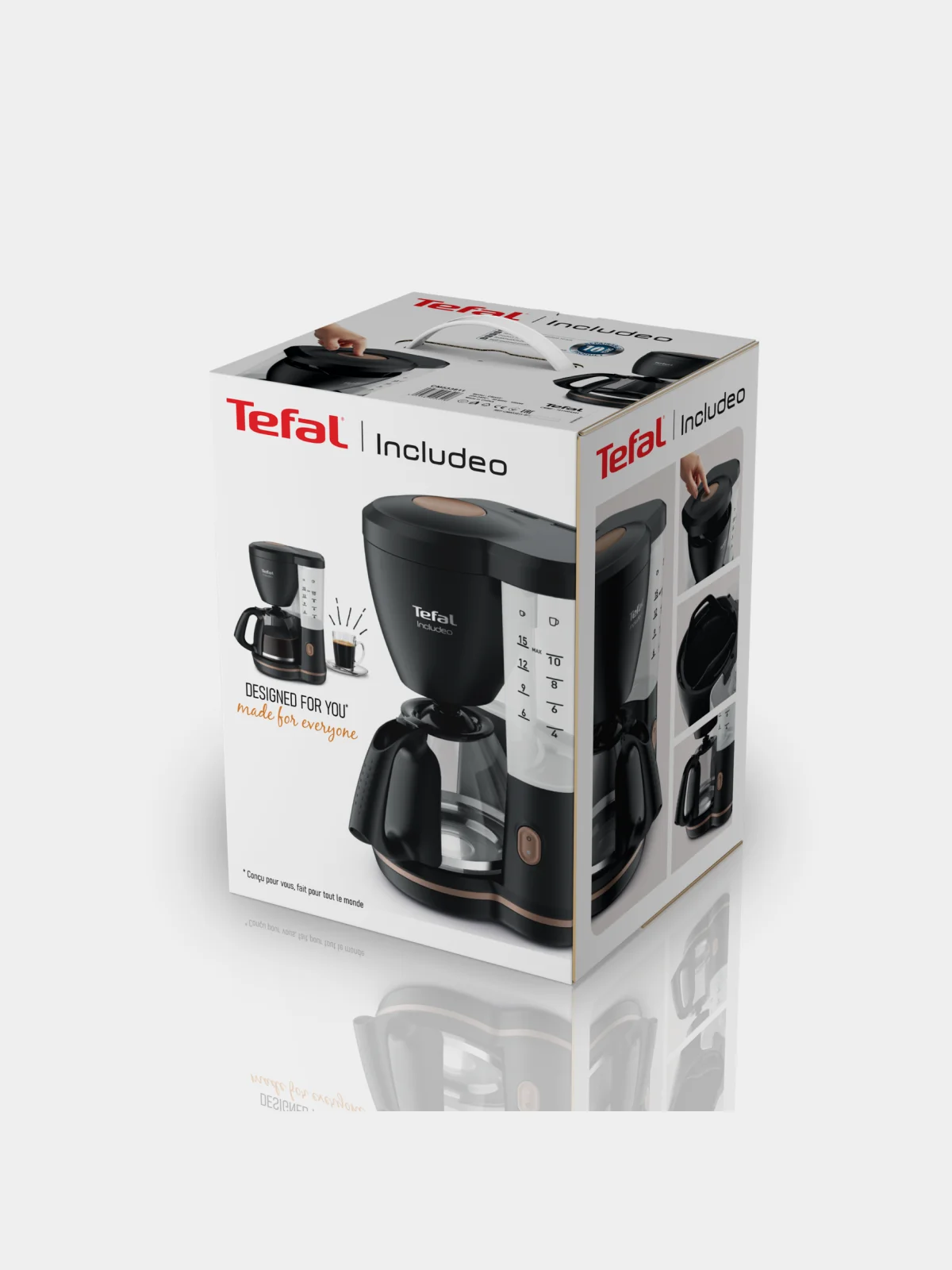 Черный капельная кофеварка Tefal Includeo CM533811 1,25 л