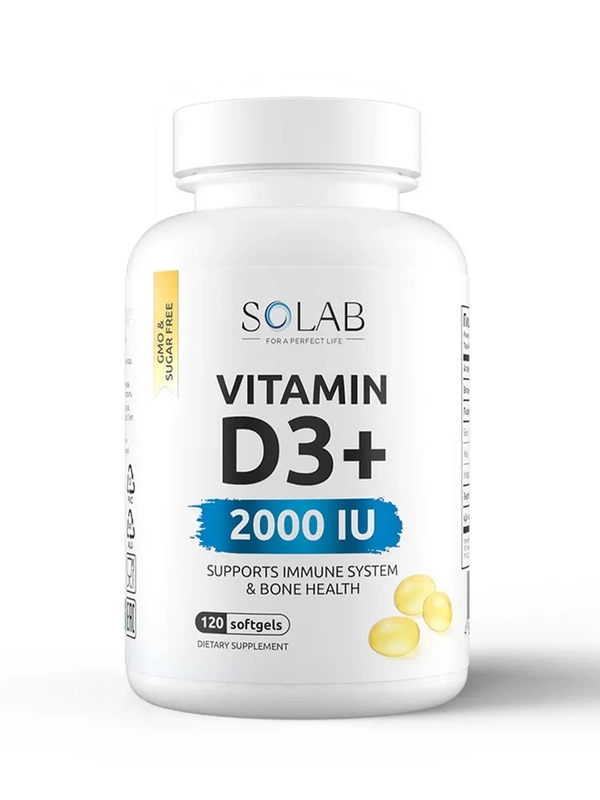 SOLAB Витамин D3 2000 ME, 120 капсул, бад