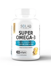SOLAB Omega-3 исландский рыбий жир в капсулах высокой концентрации, 120 капсул, бад