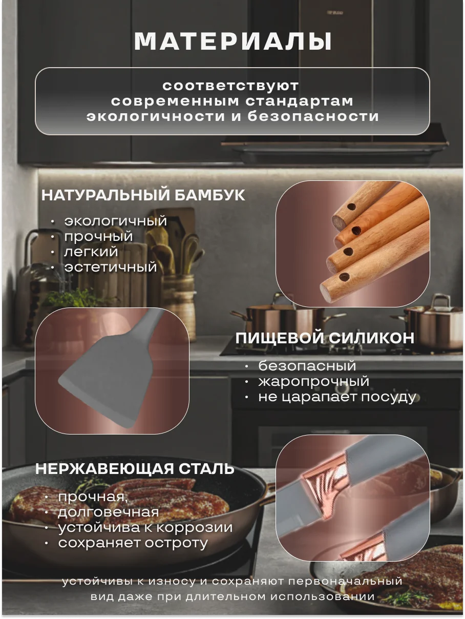 Серый кухонный набор, многофункциональный набор кухонных принадлежностей, 19 предметов