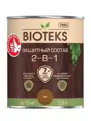 Защитный лессирующий состав для дерева Bioteks 2-в-1, 0,8 л, тик